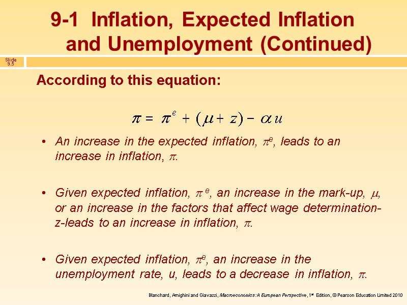 According to this equation:   An increase in the expected inflation, e, leads